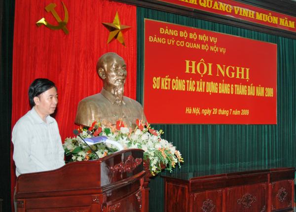 Đảng uỷ cơ quan Bộ Nội vụ tổ chức Hội nghị sơ kết công tác xây dựng Đảng 6 tháng đầu năm và triển khai nhiệm vụ công tác 6 tháng cuối năm 2009